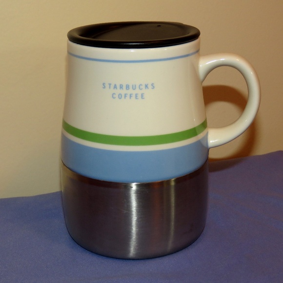 Starbucks 2005 Ceramic & Stainless Steel with Lid Coffee Mug